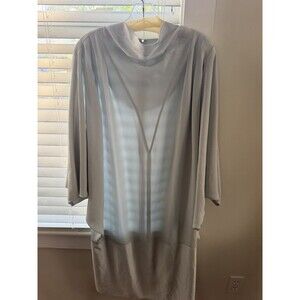 Daymor Couture Gray Solid Cowl Neck Draped Batwing 3/4 Sleeve Maxi Dress 16